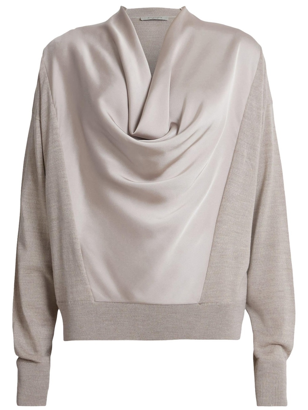 AllSaints Brown Myra Cowl Blouse Medium Wool